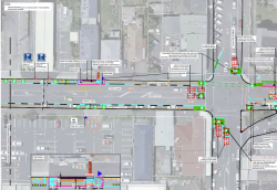 Aerial image of a technical diagram of an intersection.